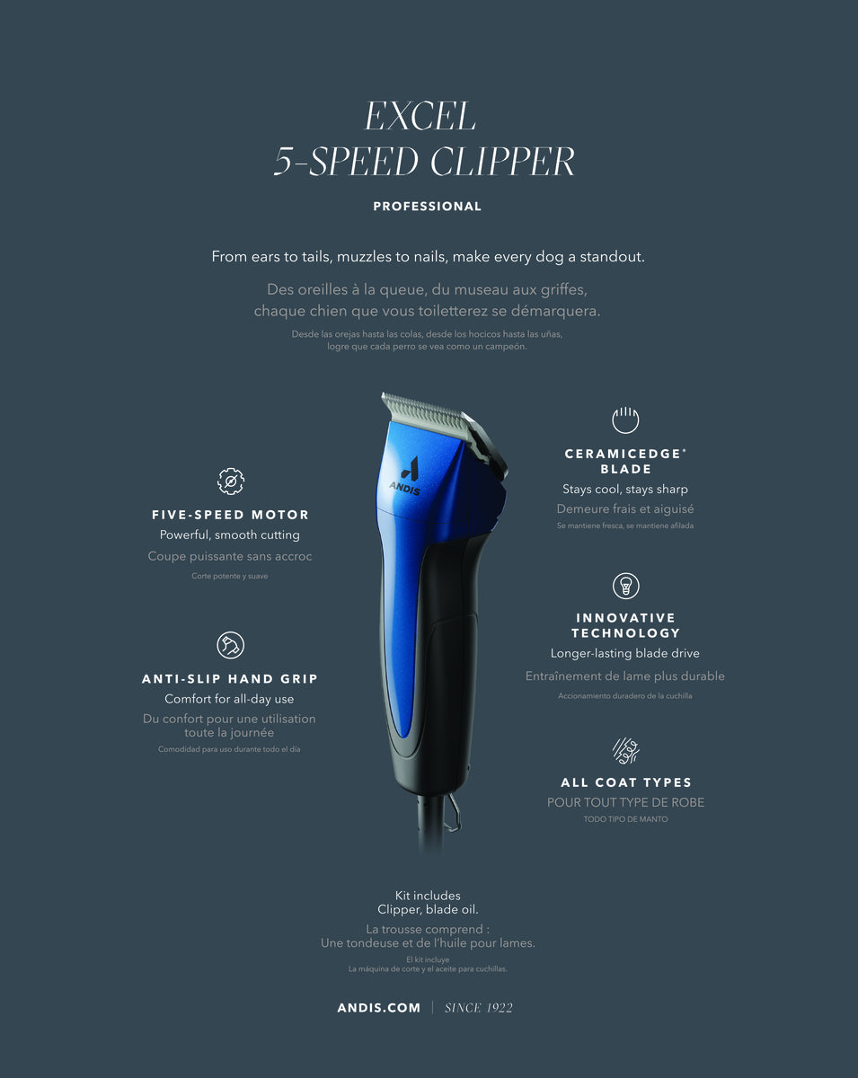 Andis SMC-Excel 5-Speed+ Detachable Blade - Indigo Blue - VBL