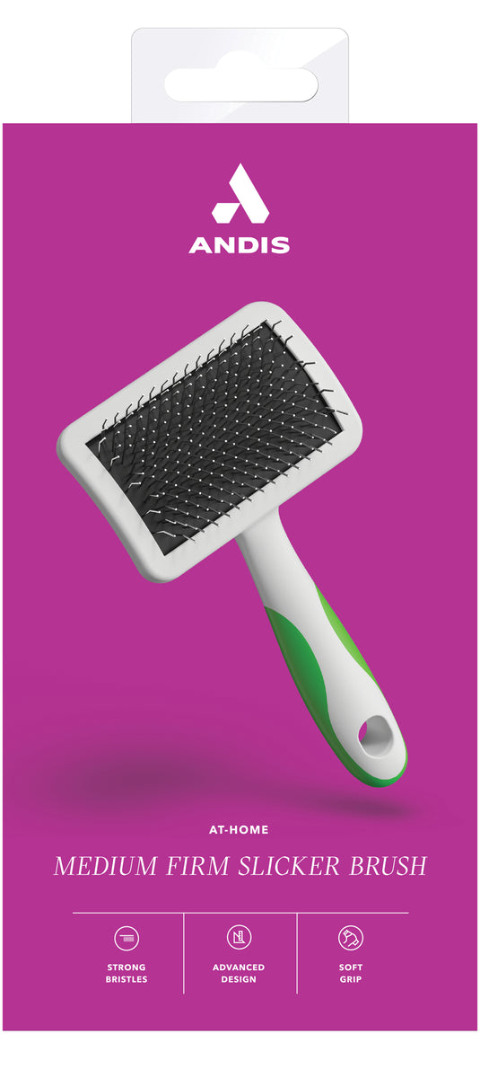 Andis Medium Firm Slicker Brush - Green/White - VBL