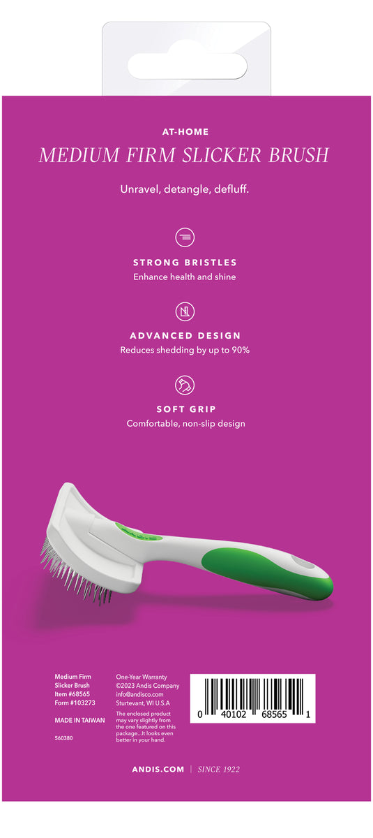 Andis Medium Firm Slicker Brush - Green/White - VBL
