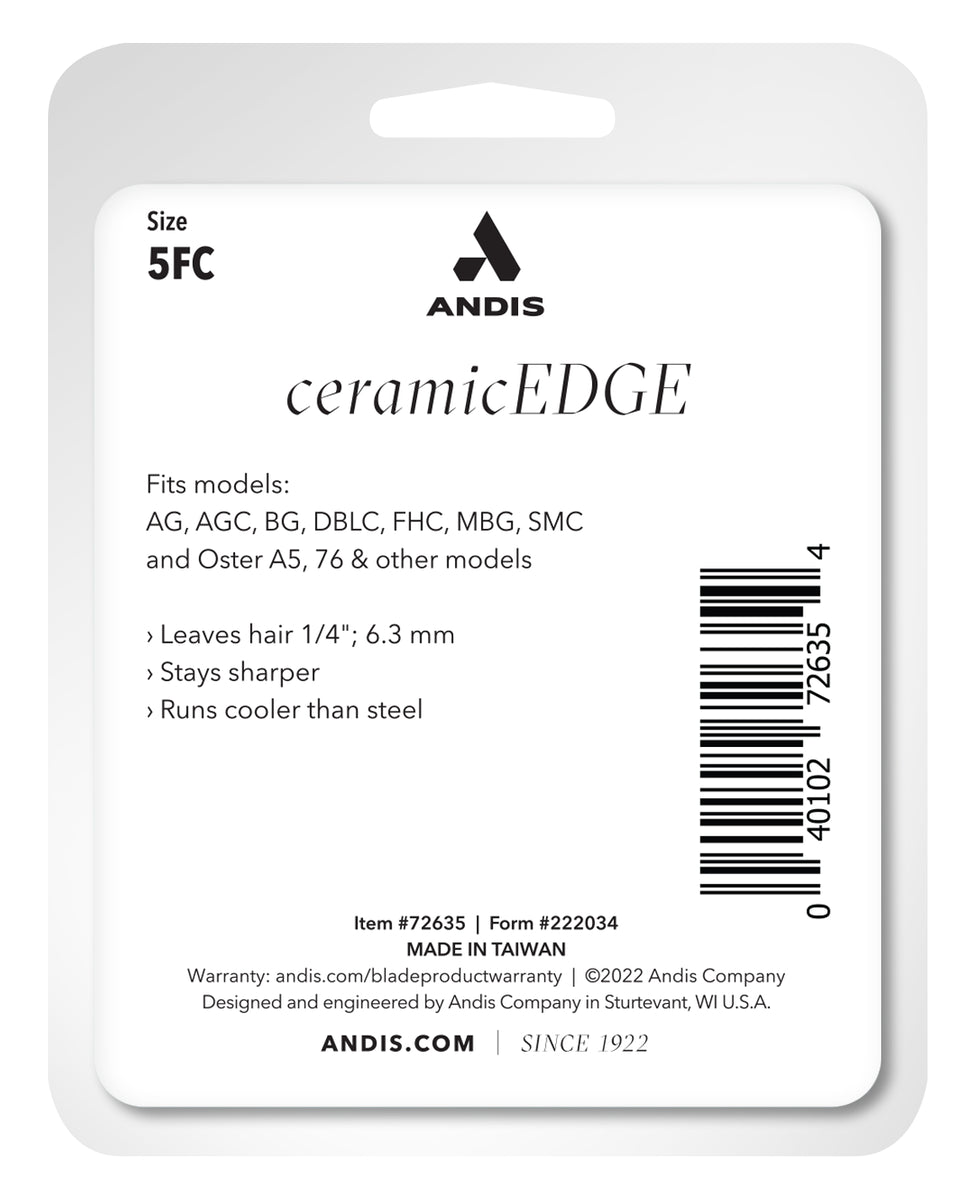 Andis #5FC CeramicEdge Blade Set, 1/4" - 6.3 mm