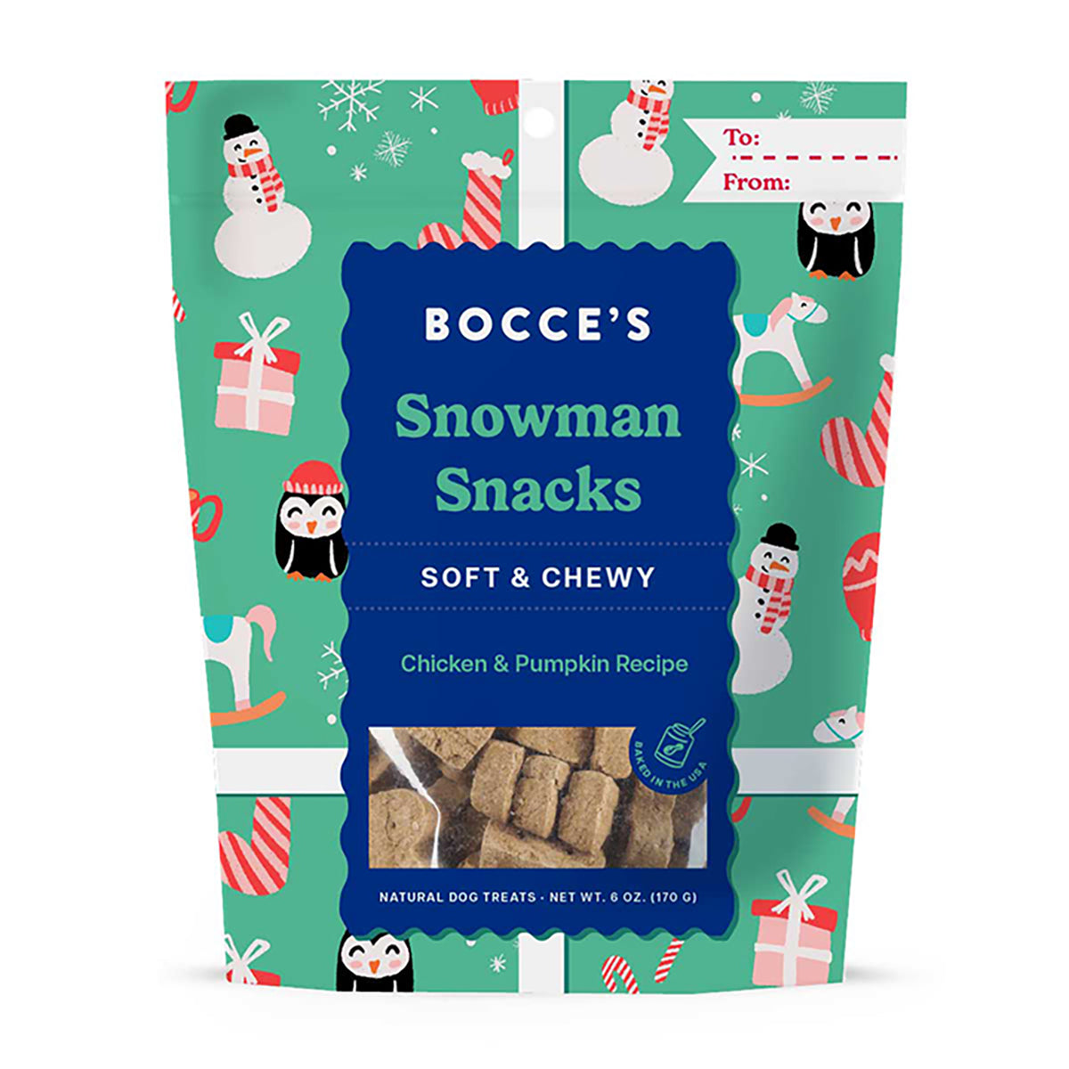 Bocce's Bakery Snowman Snacks Soft & Chewy Dog Treats 6oz