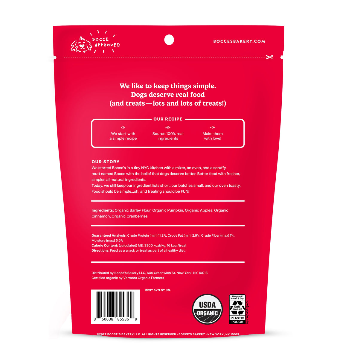 Bocce's Bakery Pumpk'n Harvest Small Batch Biscuit Dog Treats 12oz