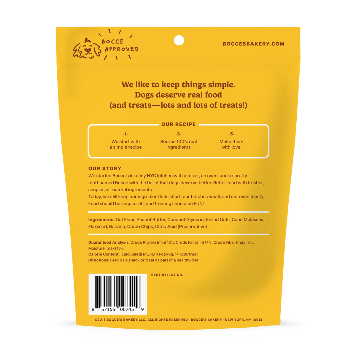 Bocce's Bakery Peanut Butter & Banana Soft & Chewy Dog Treats 6oz