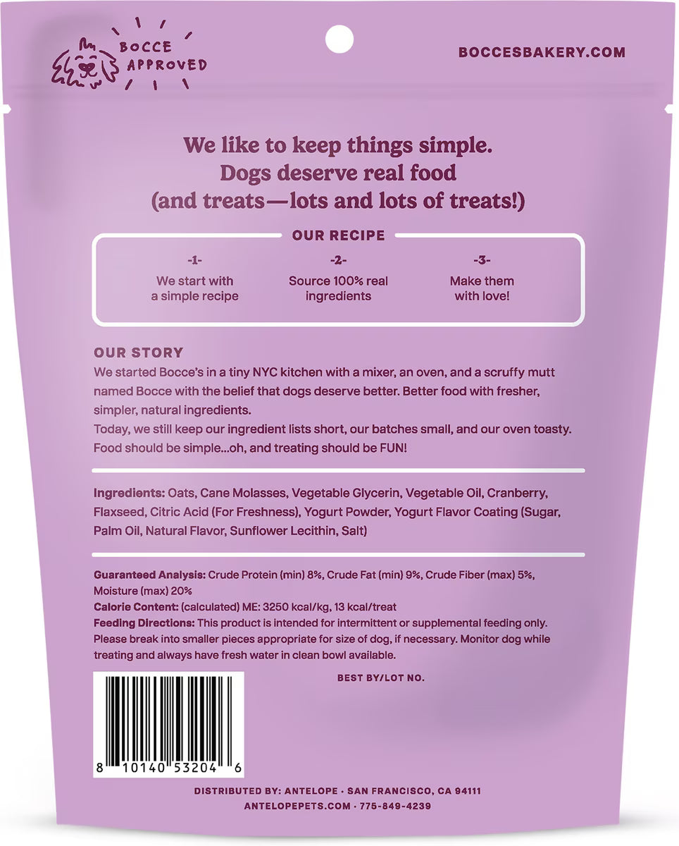 Bocce's Bakery Wild Cran Froyo Soft & Chewy Dog Treats 6oz