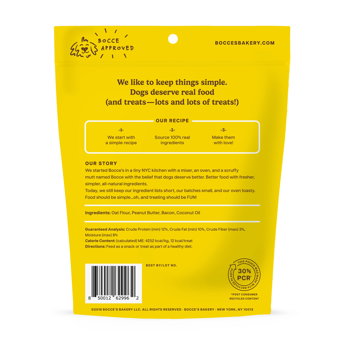 Bocce's Bakery Bac'N Nutty Biscuit Bags Dog Treats 5oz