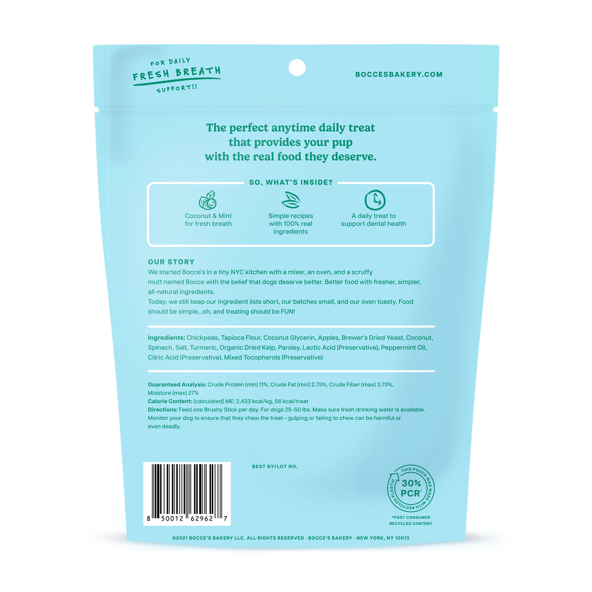 Bocce's Bakery Dailies Brushy Sticks Medium Dog Dental Treats 13oz