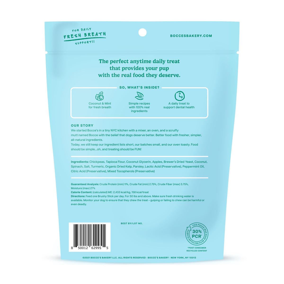 Bocce's Bakery Dailies Brushy Sticks Dog Large Dental Treats 16oz