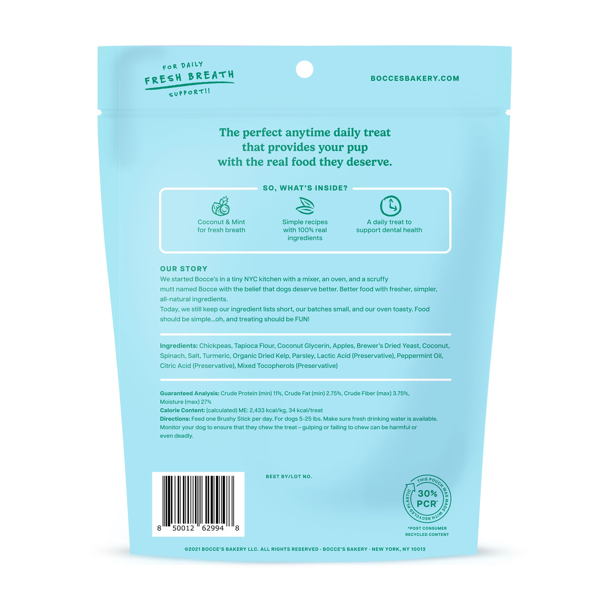 Bocce's Bakery Dailies Brushy Sticks Small Dog Dental Treats 13oz