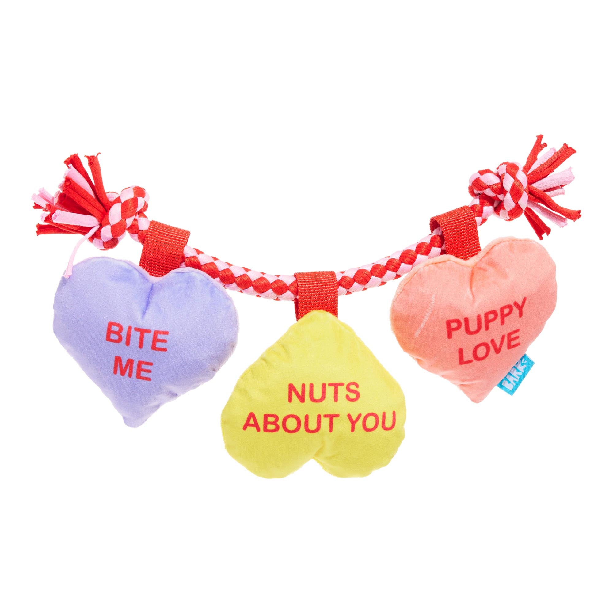 BARK Tuggin' Heart Strings Plush Rope Dog Toy