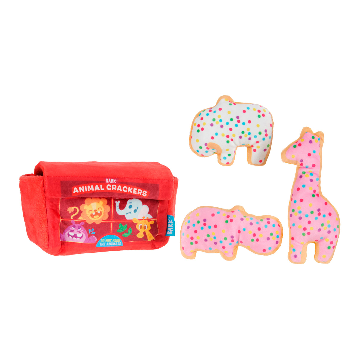 BARK Animal Squeakers Snacks Plush Dog Toy XS/S