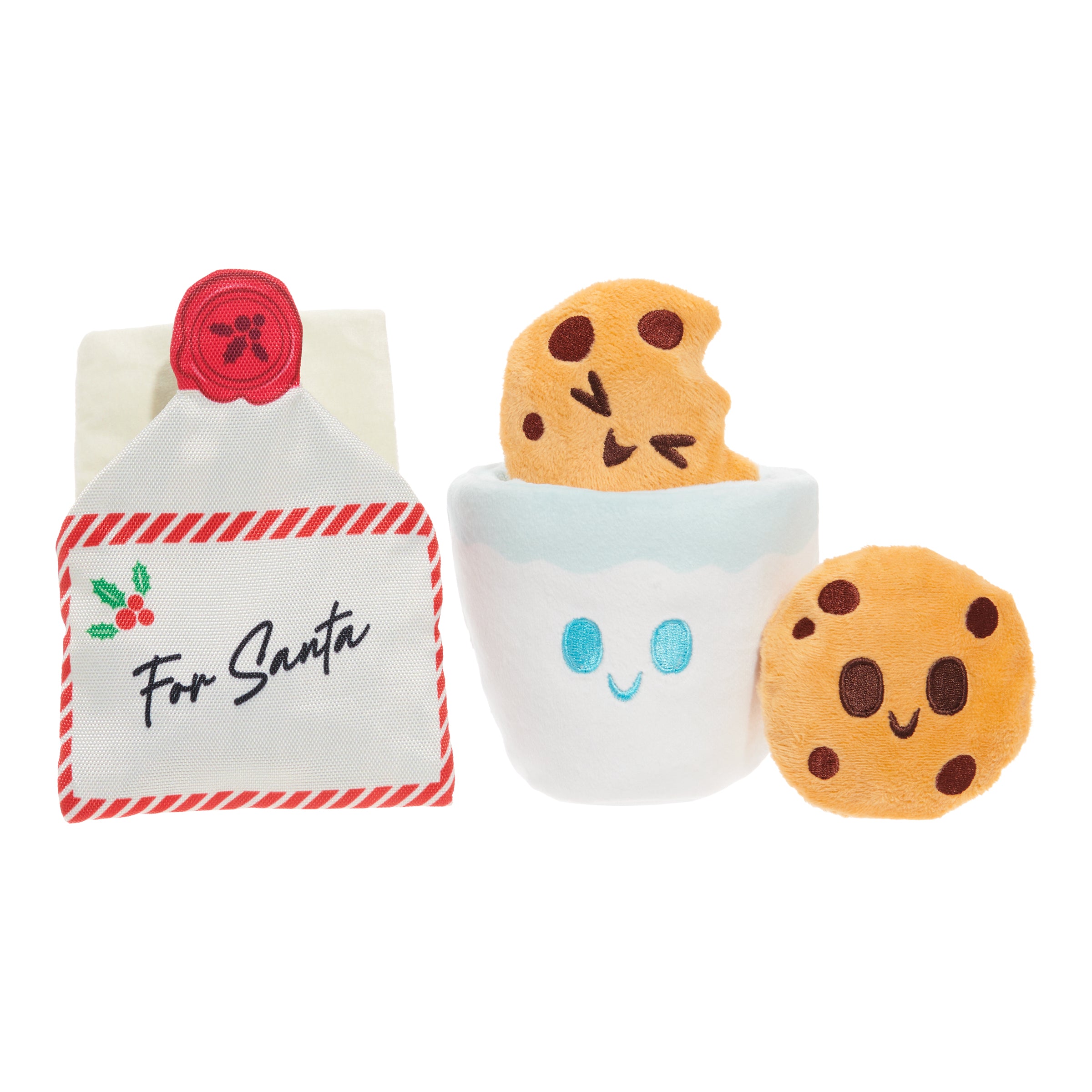 BARK Letter Fur Santa Plush Dog Toy 2pc