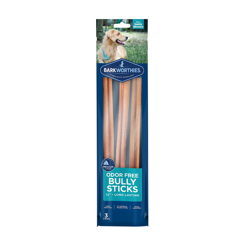 Barkworthies Bully Stick - Odor Free - 12'' (3-Pack SURP)