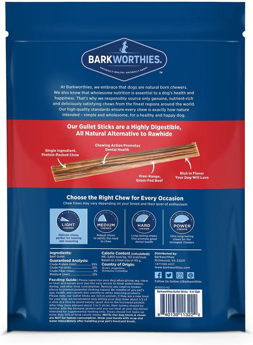 Barkworthies Beef Gullet - Sticks 6'' 12pk