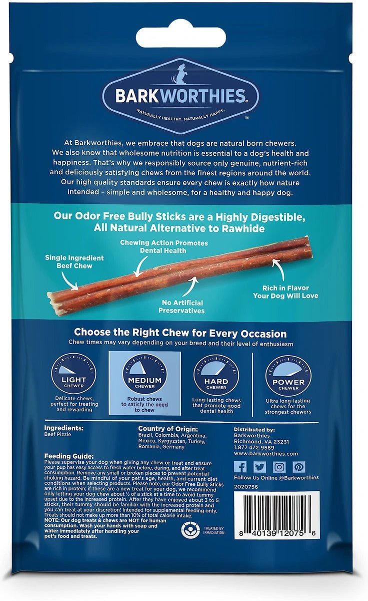 Barkworthies Bully Stick- Odor Free - 04" (Net Wt. 4 oz SURP)