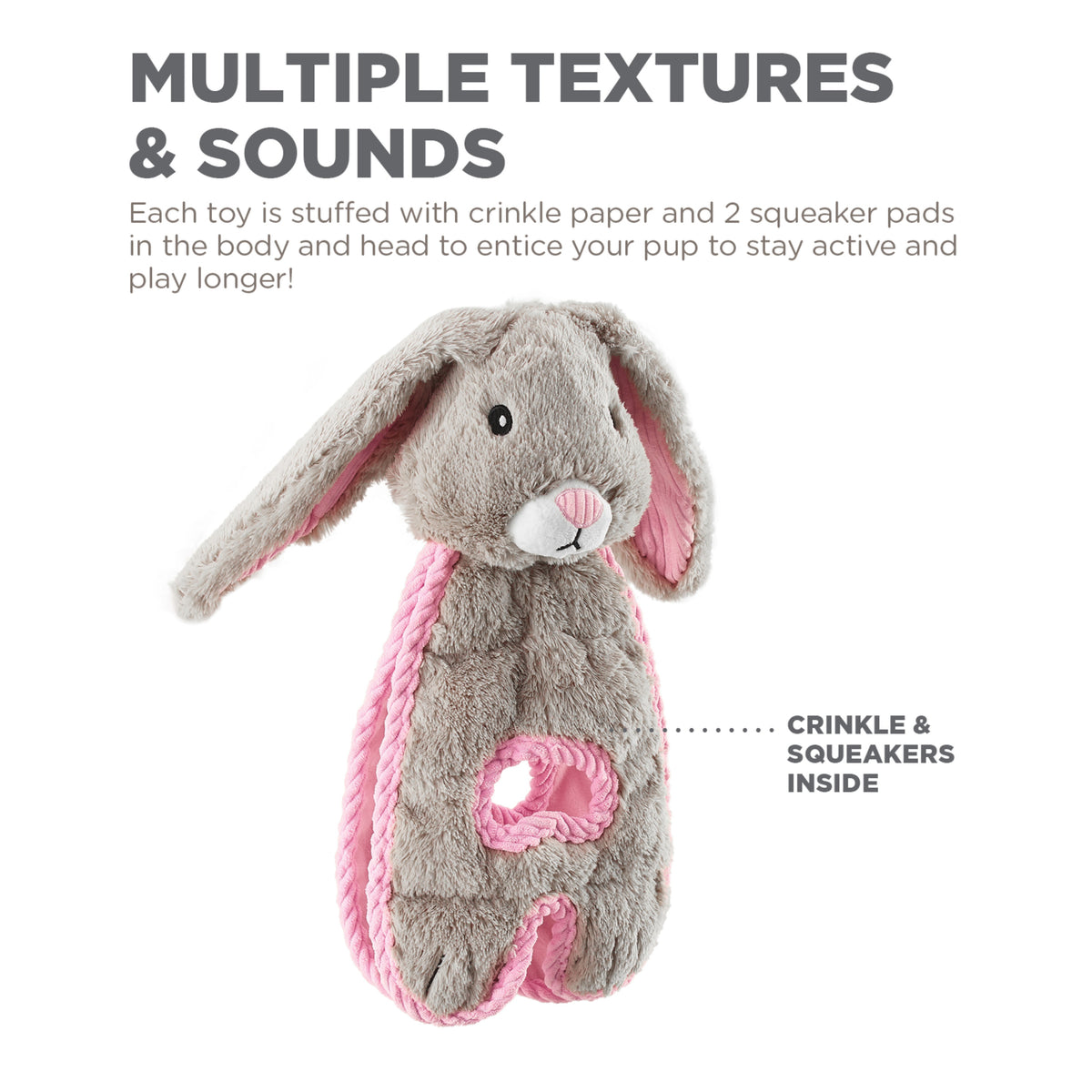 Outward Hound Cuddle Tugs Bunny Plush Dog Toy