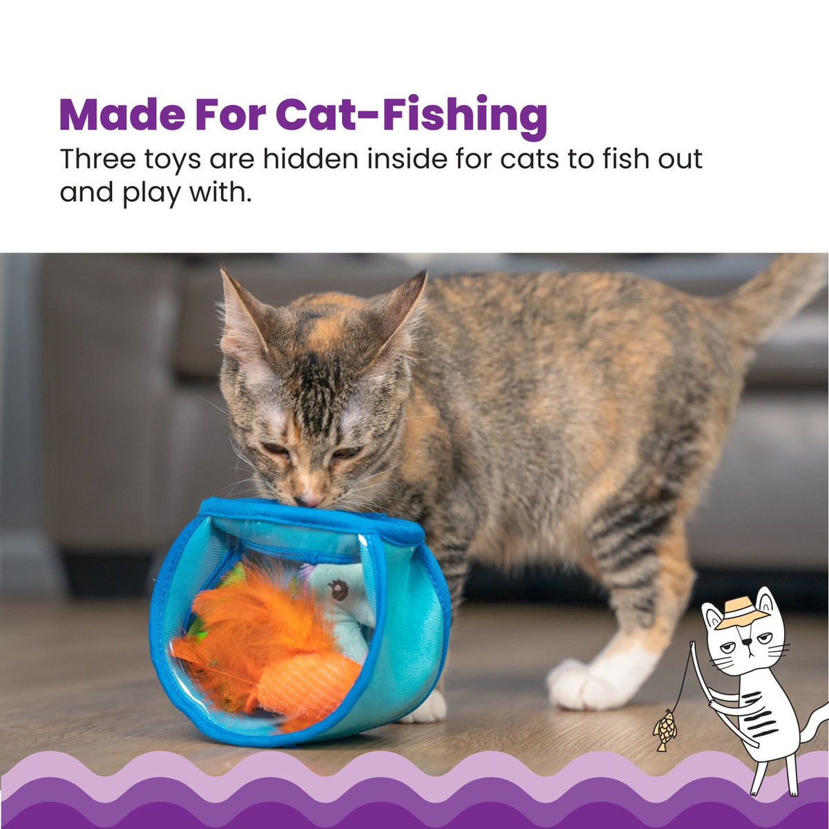 Catstages Hide & Seek Fish Bowl Cat Toy Blue