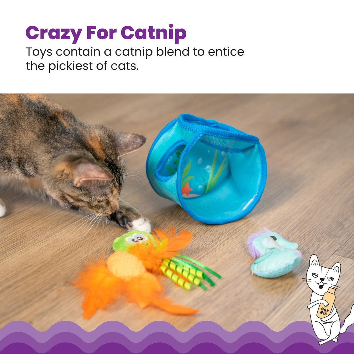Catstages Hide & Seek Fish Bowl Cat Toy Blue