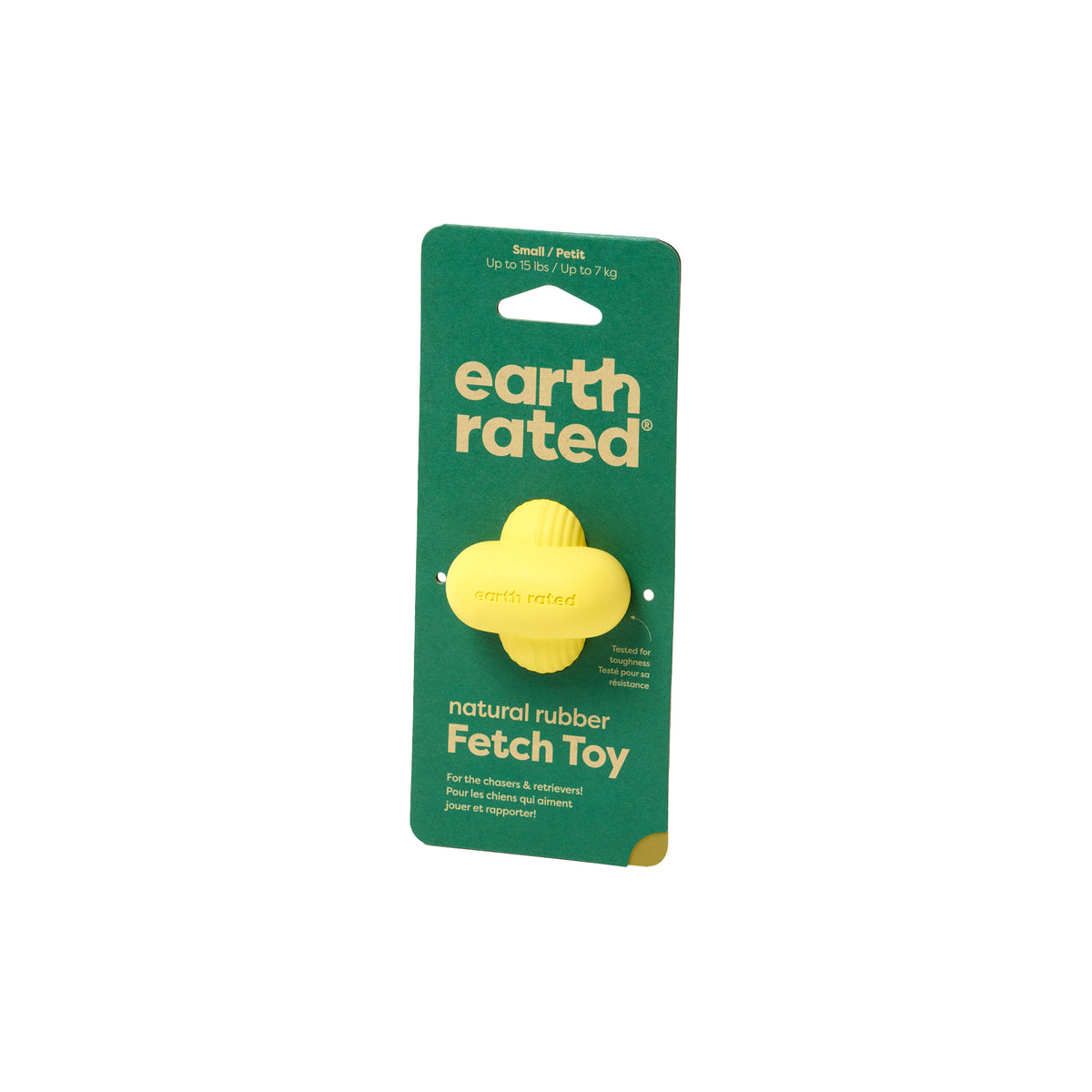Earth Rated Rubber Fetch Dog Toy Yellow Small