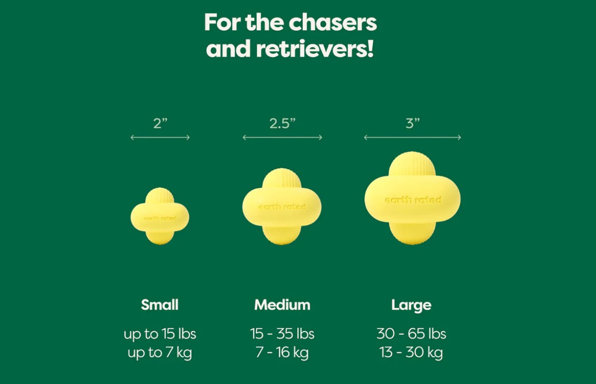 Earth Rated Rubber Fetch Dog Toy Yellow Small