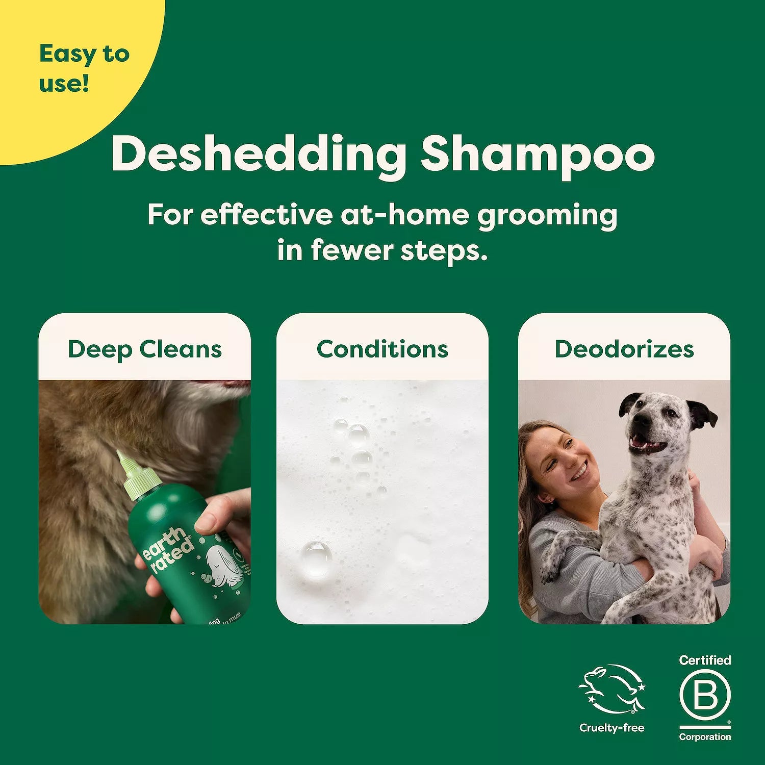 Earth Rated 4 in 1 Hypoallergenic Dog Shampoo Double Coat 16oz