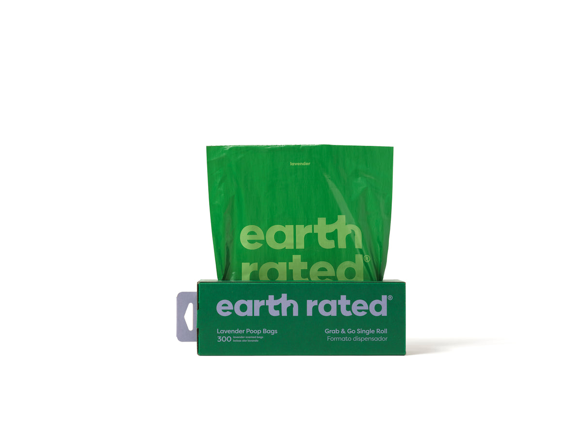 Earth Rated Lavender Poop Bags 300ct on a Large Single Roll