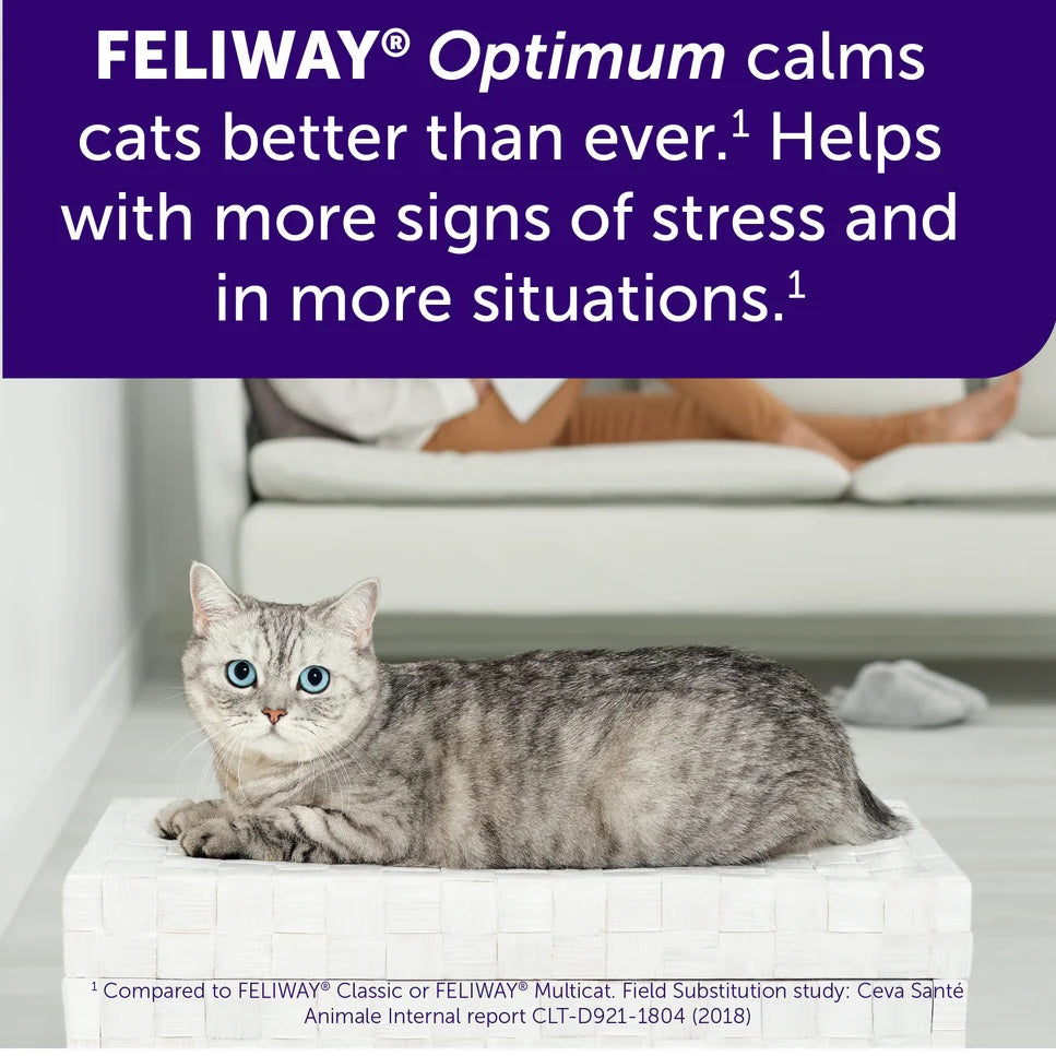 Feliway Optimum Cat Enhanced Calming Pheromone Diffuser 30 Day Starter Kit 48 mL