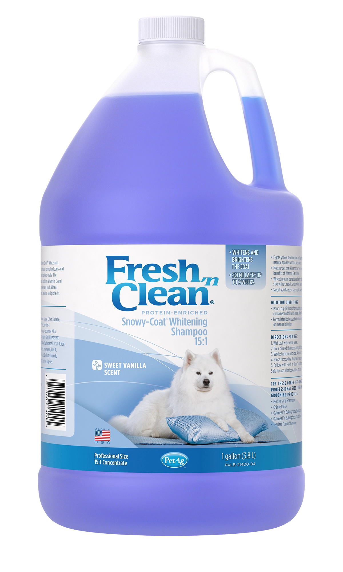 Fresh 'n Clean Snowy-Coat Whitening Shampoo 15:1 Concentrate, Vanilla Scent