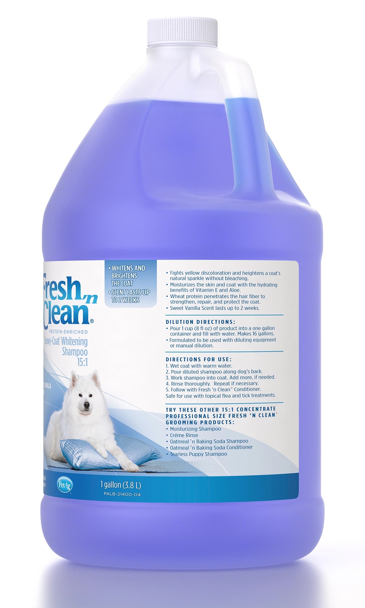Fresh 'n Clean Snowy-Coat Whitening Shampoo 15:1 Concentrate, Vanilla Scent