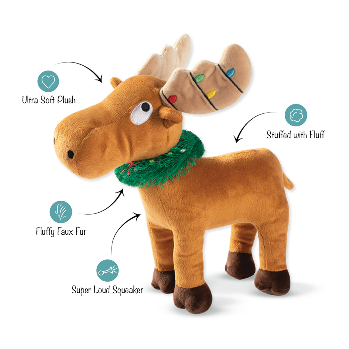PetShop by Fringe Studio Merry Chrismoose-Plush Dog Toy
