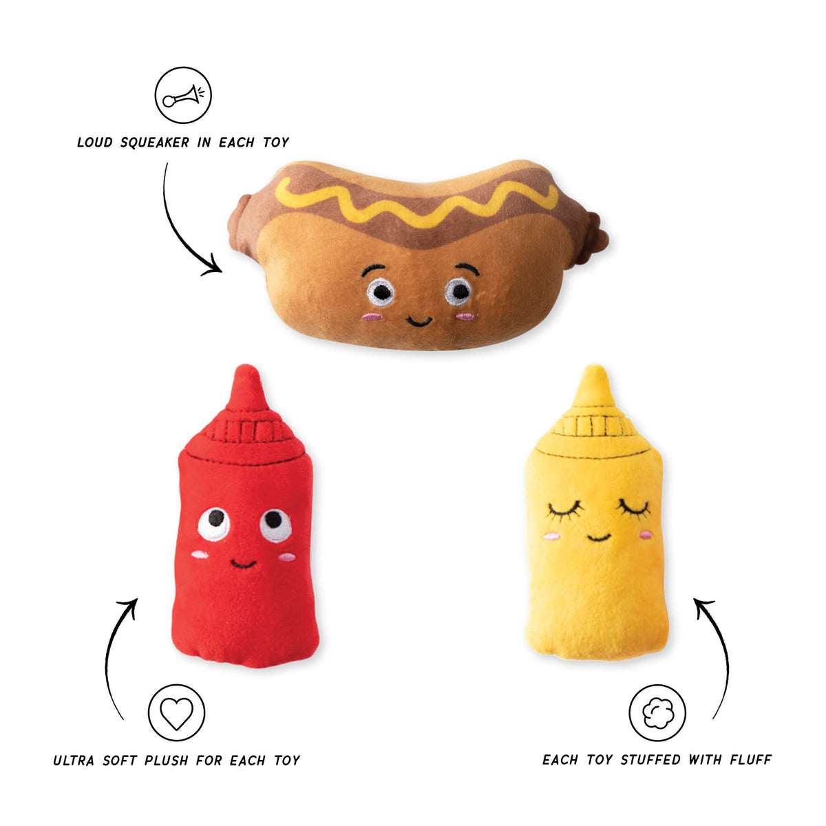 Wagsdale Let's Be Frank 3pc Small Dog Toy Set