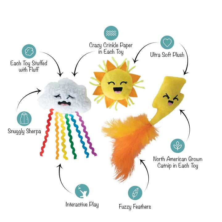 PetShop by Fringe Studio Purr-fect Weather Cat Toy Set 3pc