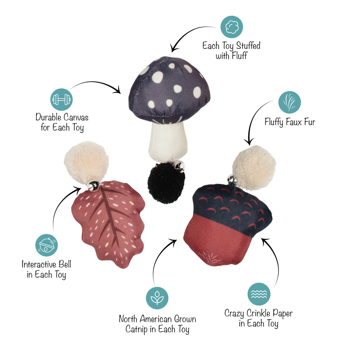 PetShop by Fringe Studio Forest Finds Cat Toy Set 3pc