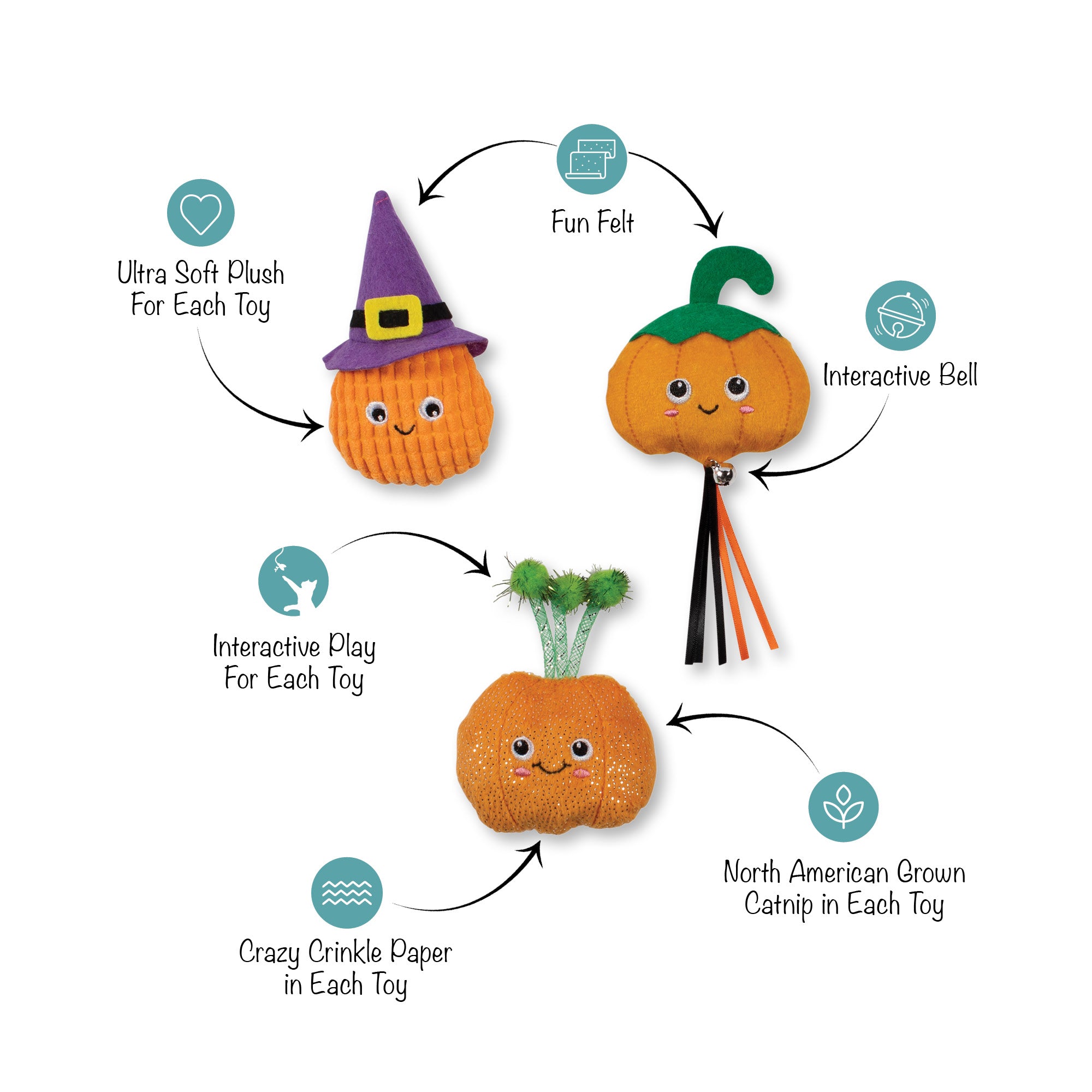 PetShop by Fringe Studio Witch Of The Patch Cat Toy Set Of 3