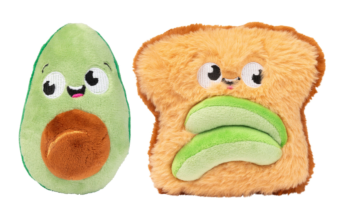 FuzzYard Avocado & Toast Plush Dog Toy 2pk