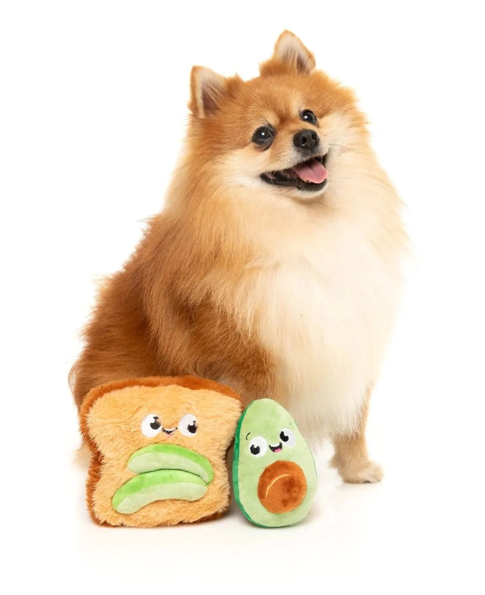 FuzzYard Avocado & Toast Plush Dog Toy 2pk