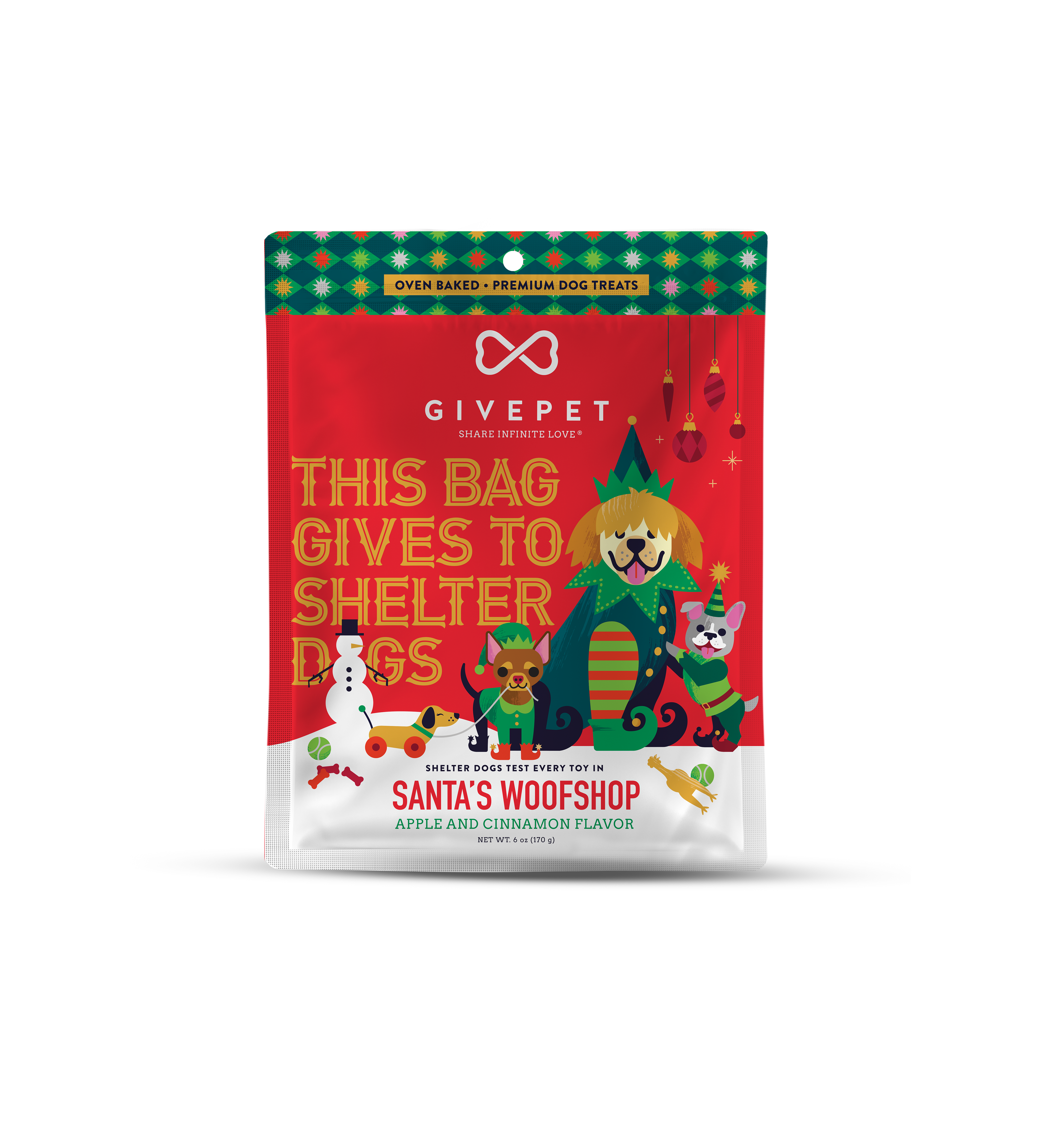 GivePet Holiday Santa's Woofshop Crunchy Dog Treat 6oz