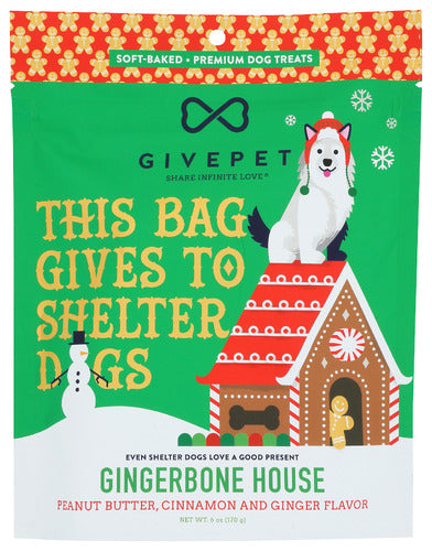 GivePet Gingerbone House Soft & Chewy Dog Treats 6oz Bag