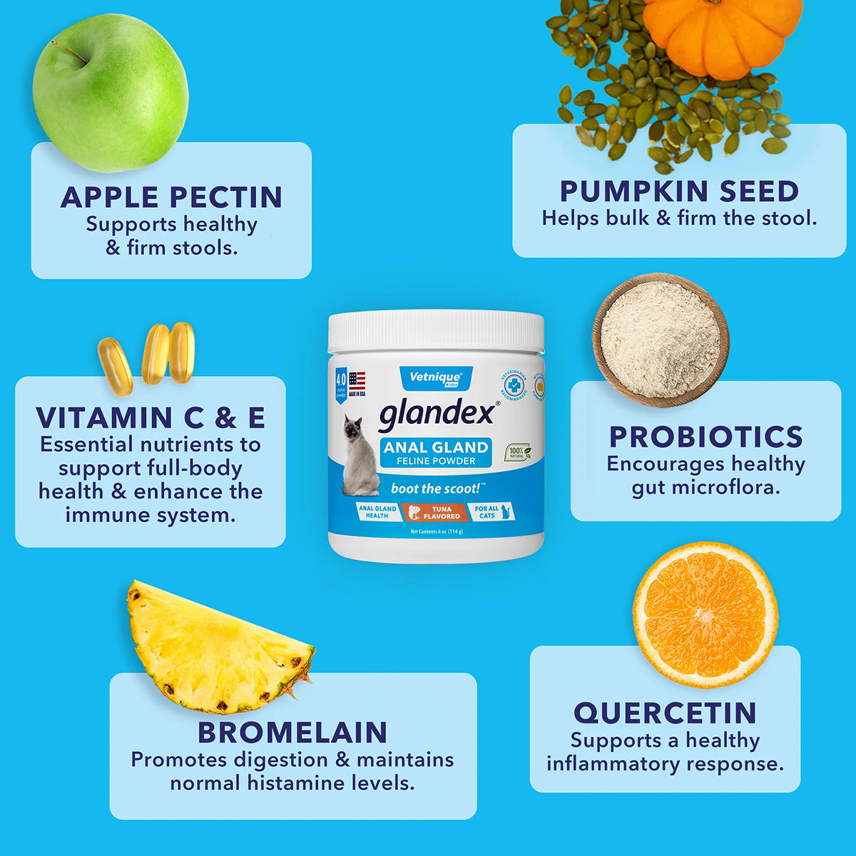 Glandex Feline Anal Gland Support Powder - Tuna Flavor