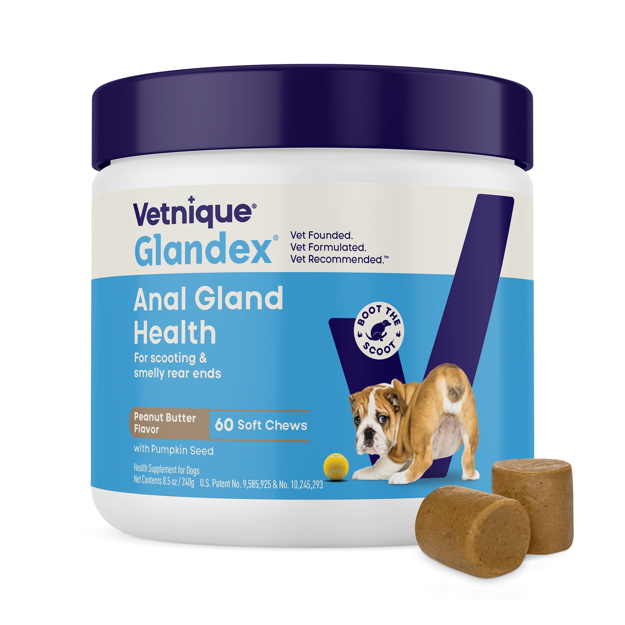 Glandex Anal Gland Support Soft Chews - Peanut Butter Flavor 60 ct.