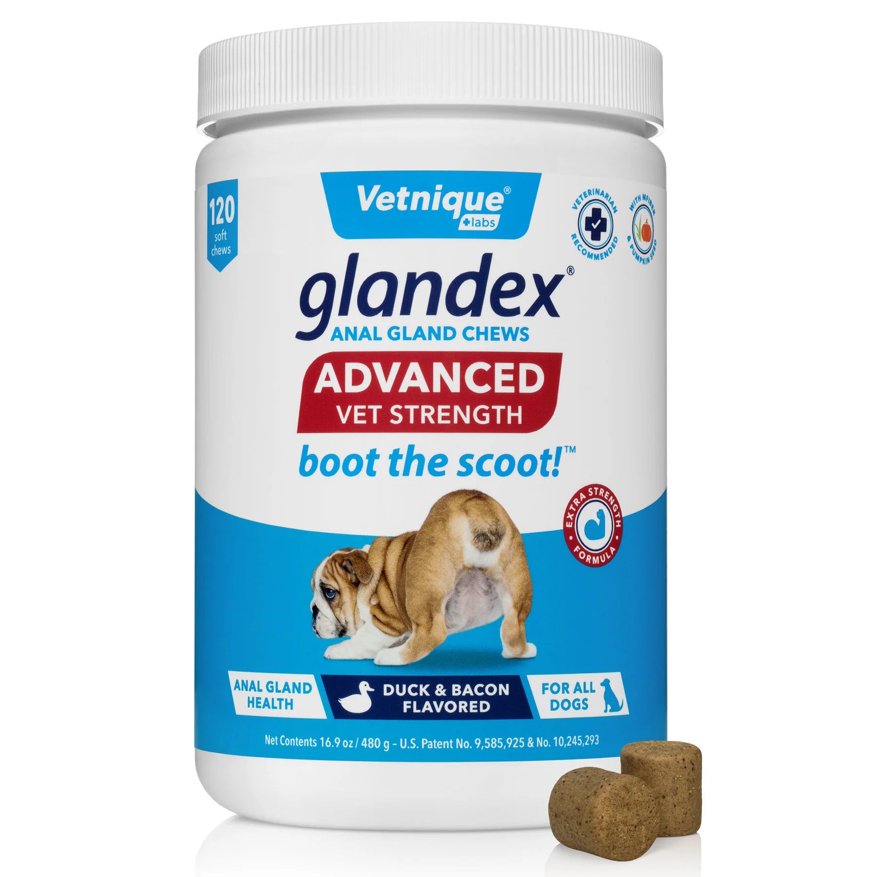 Glandex Anal Gland Support Soft Chews - Duck & Bacon Flavor 120 ct.