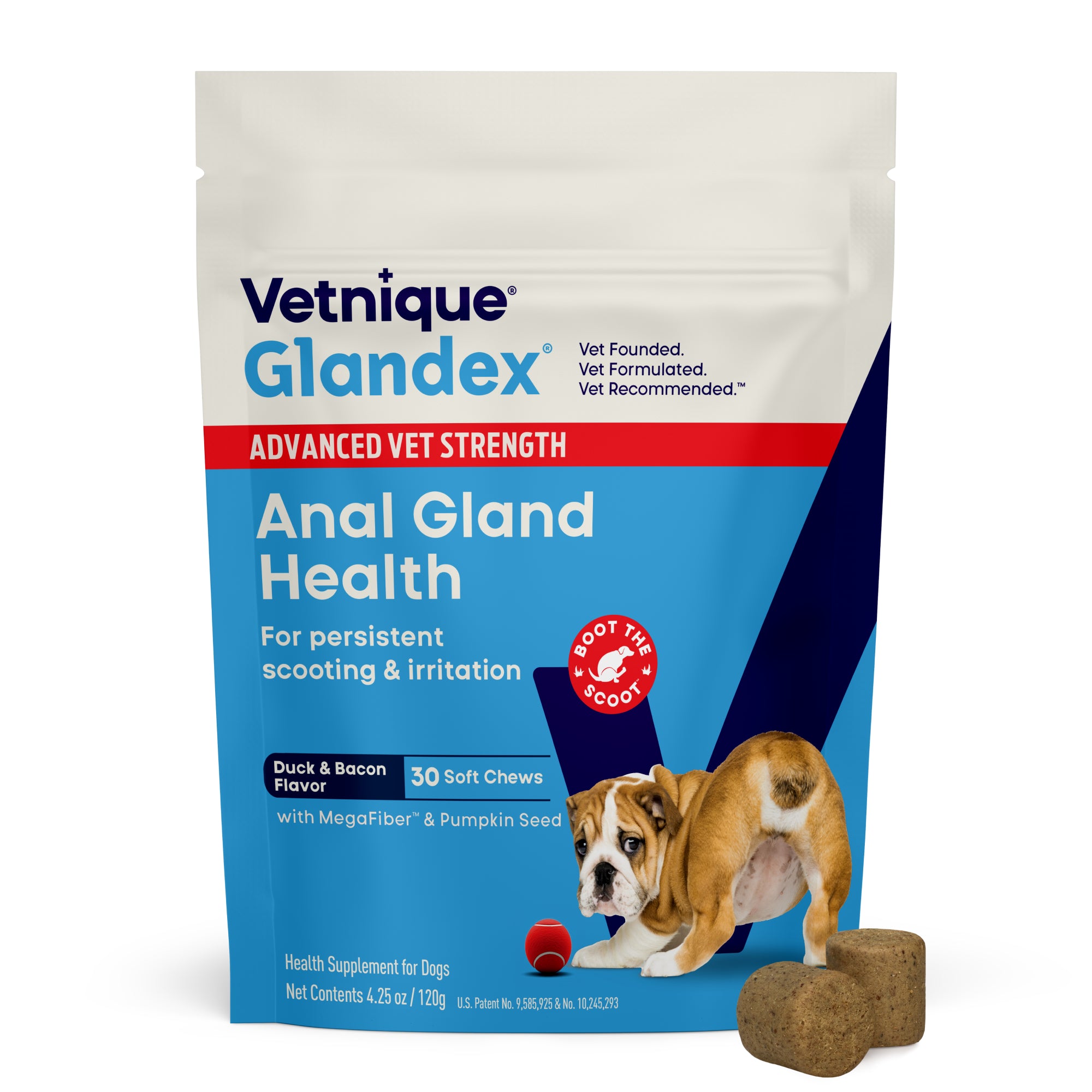 Glandex Anal Gland Support Soft Chews - Duck & Bacon Flavor 30 ct.