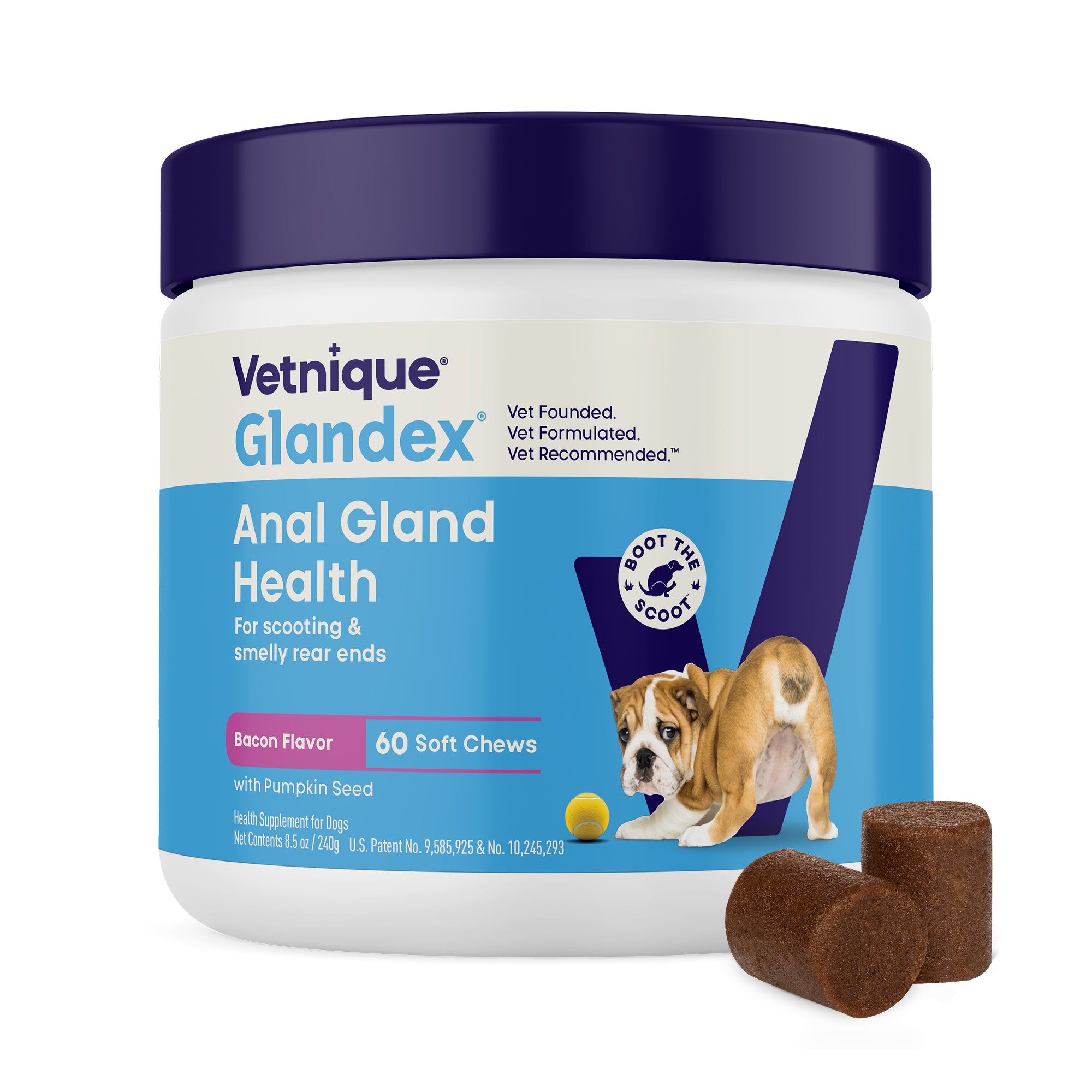 Glandex Anal Gland Support Soft Chews - Bacon and Pumpkin Flavor 60 ct.