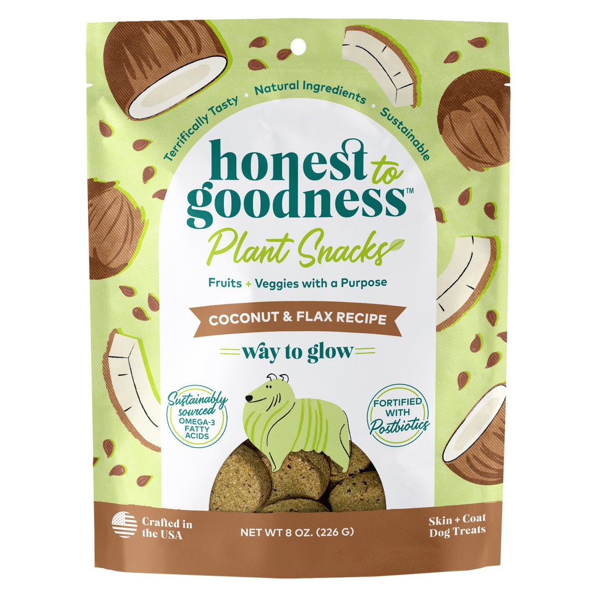 Honest To Goodness™ Plant Snacks Way to Glow Coconut & Flax Recipe Dog Treats 8oz