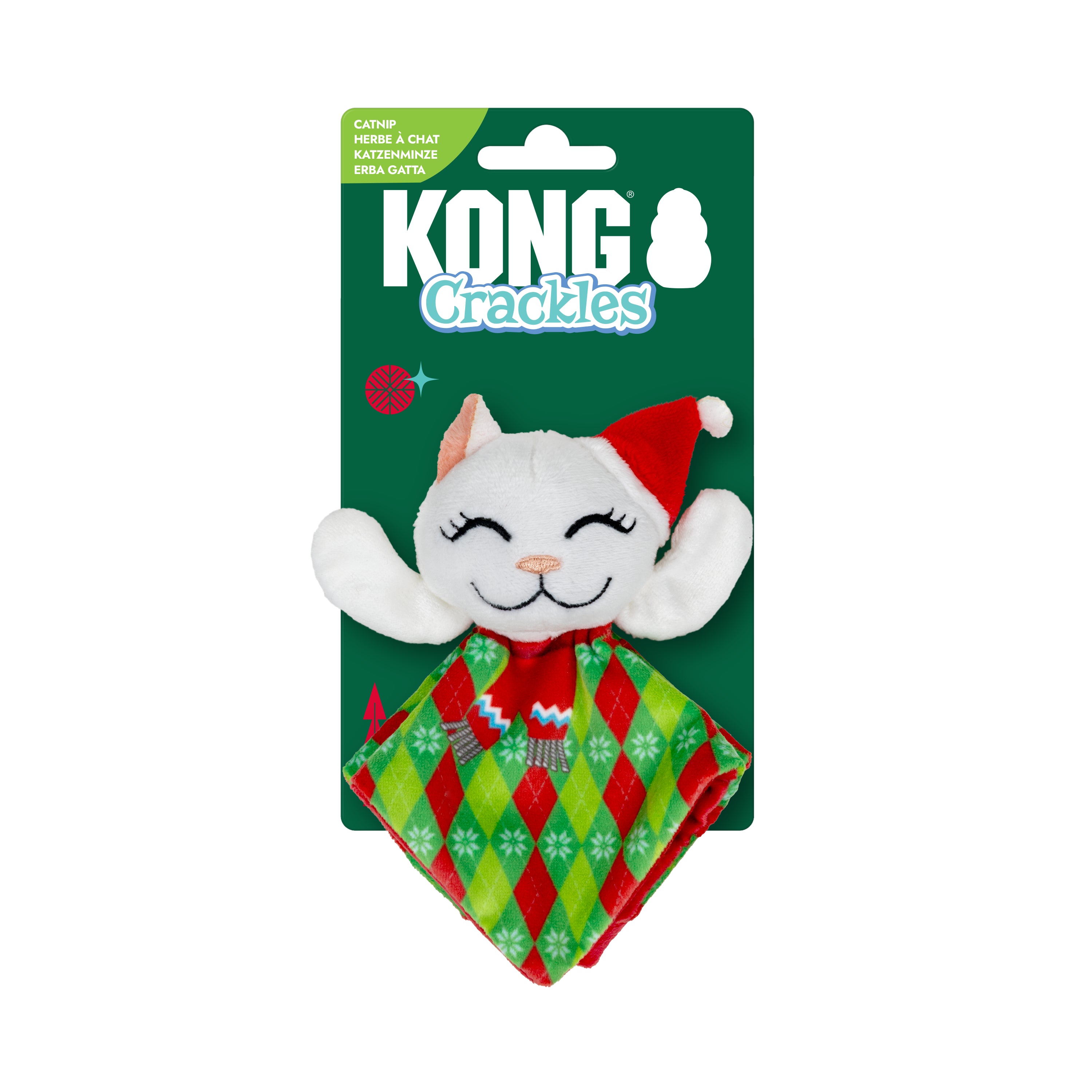 KONG Holiday Crackles Santa Kitty Argyle