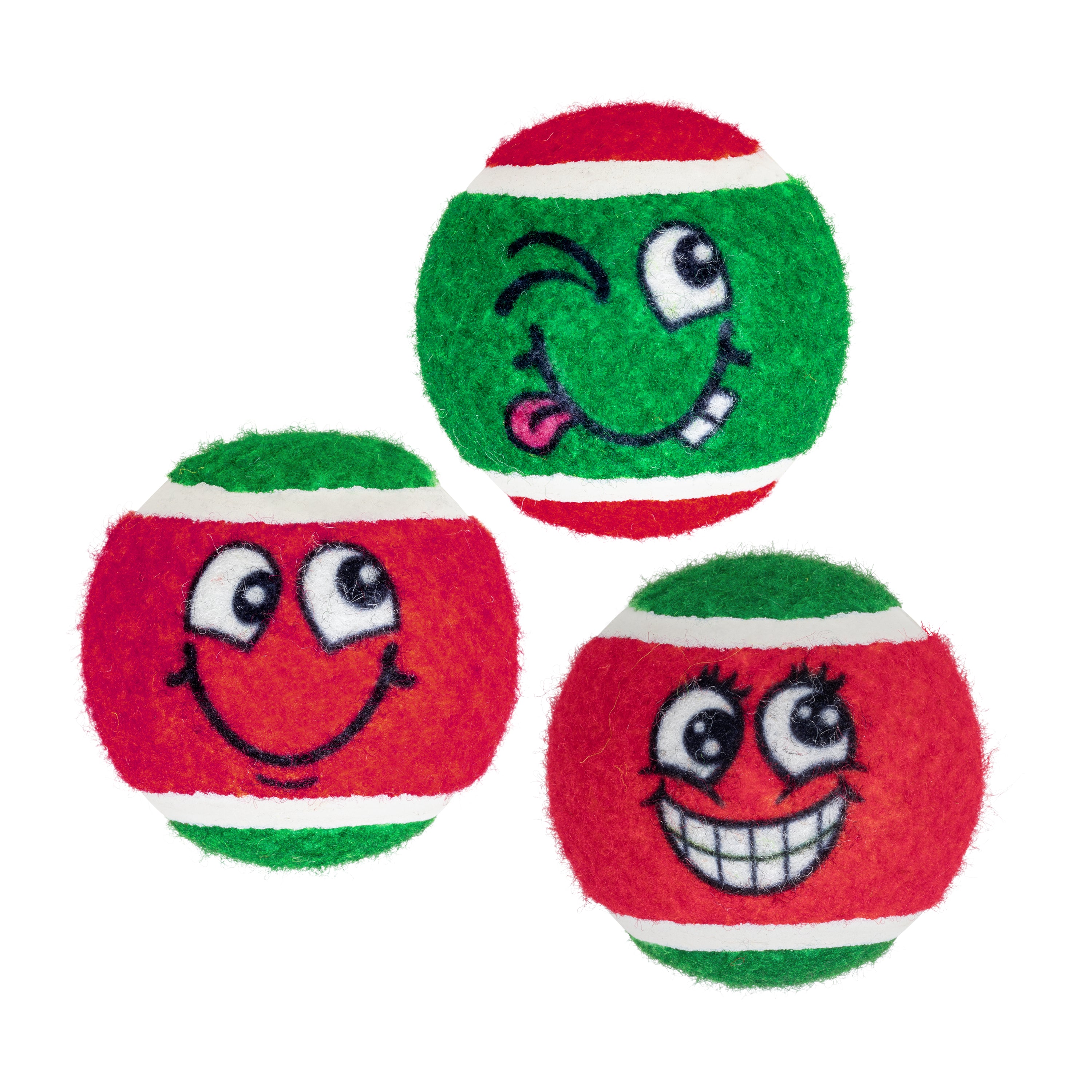 KONG Holiday Grinz Naughty & Nice Sport Balls 3-pk Md