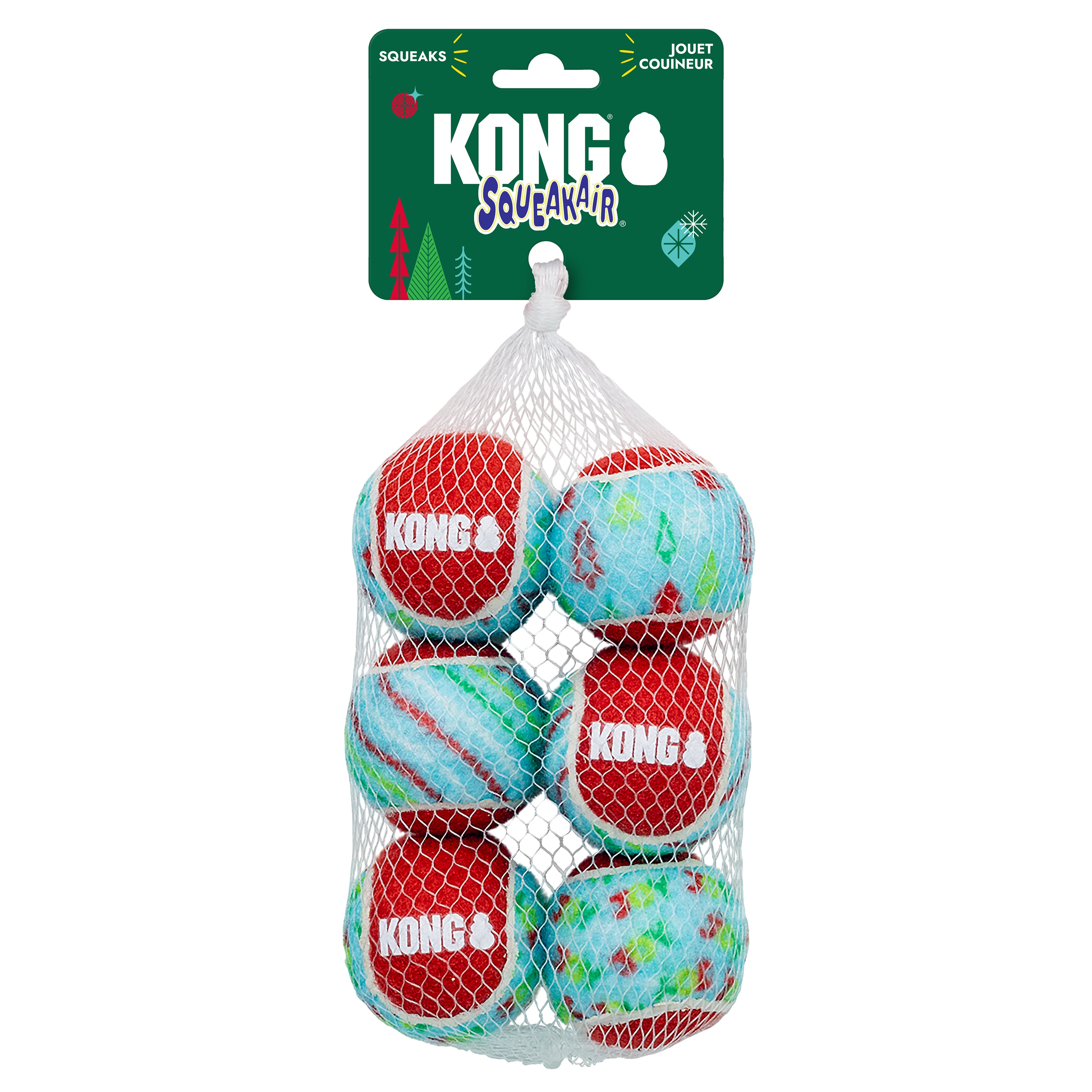 KONG Holiday SqueakAir® Tennis Balls 6-pk Md