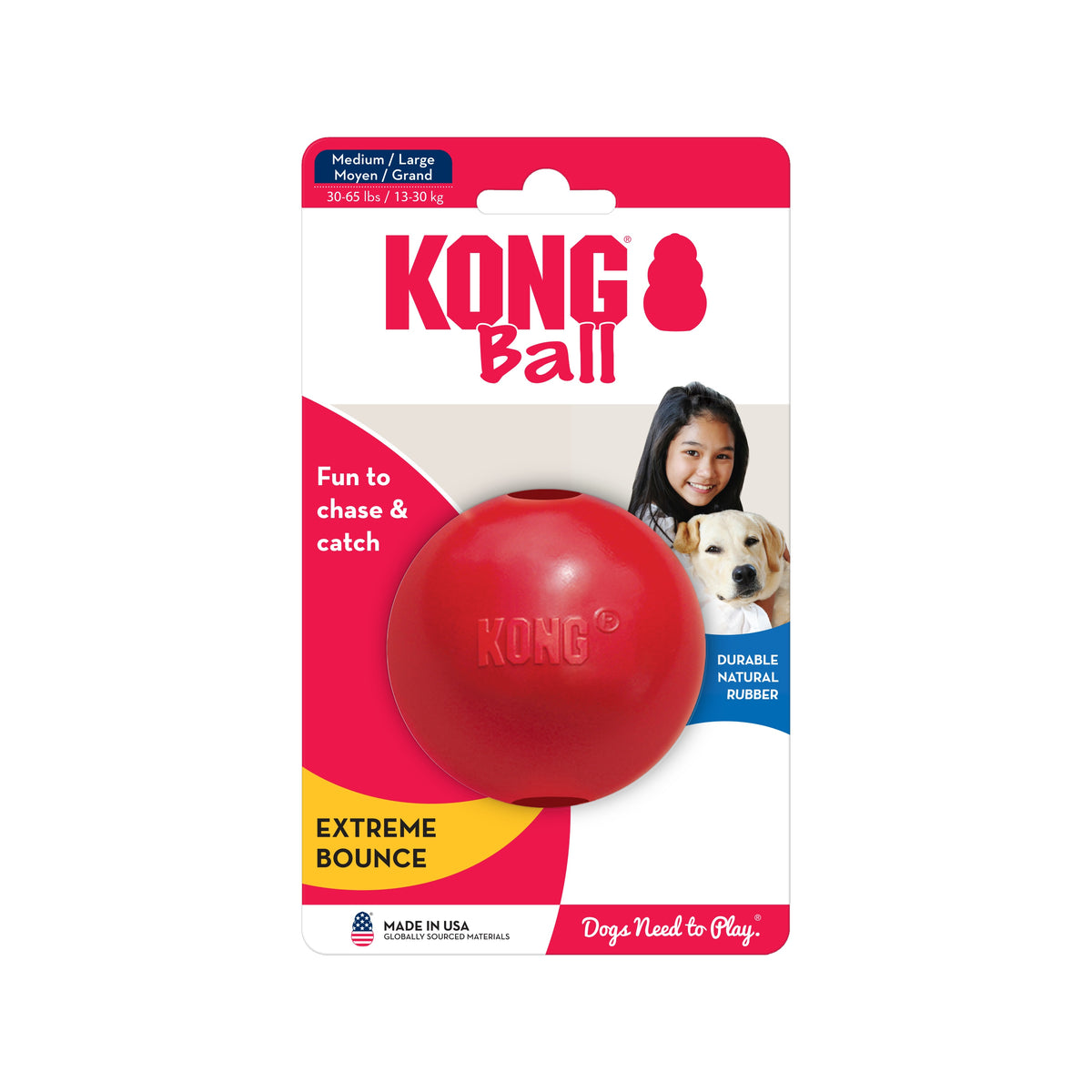 KONG® Ball w/Hole Dog Fetch Toy Medium/Large
