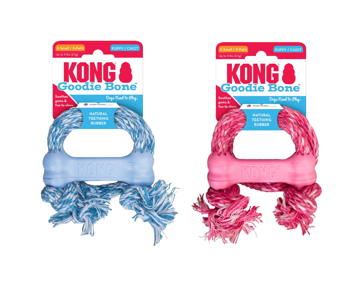 KONG® Puppy Goodie Bone w/Rope Chew Toy XS