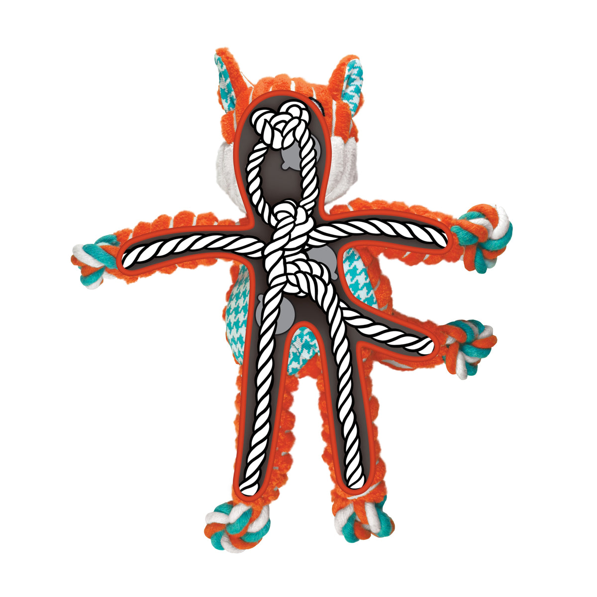 KONG® Floppy Knots Fox Dog Rope Toy Small/Medium