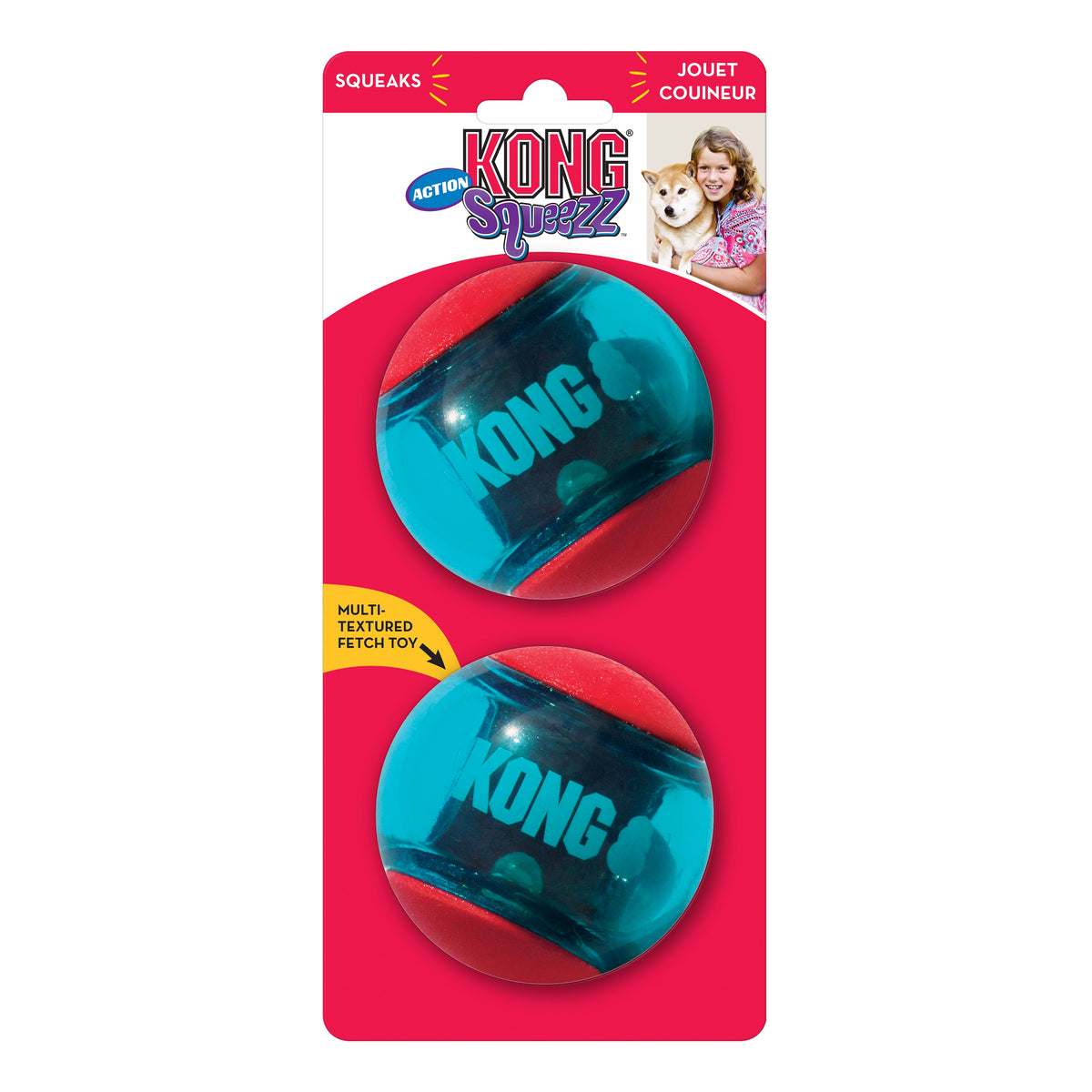 KONG® Squeezz Action Ball Dog Chew Toy Red Large
